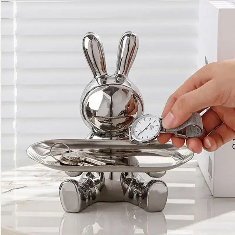 Silver Resin Rabbit Tray