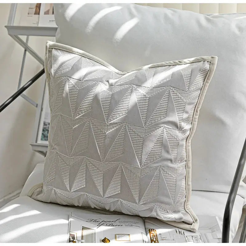 Silver Geometric Pillow Cover