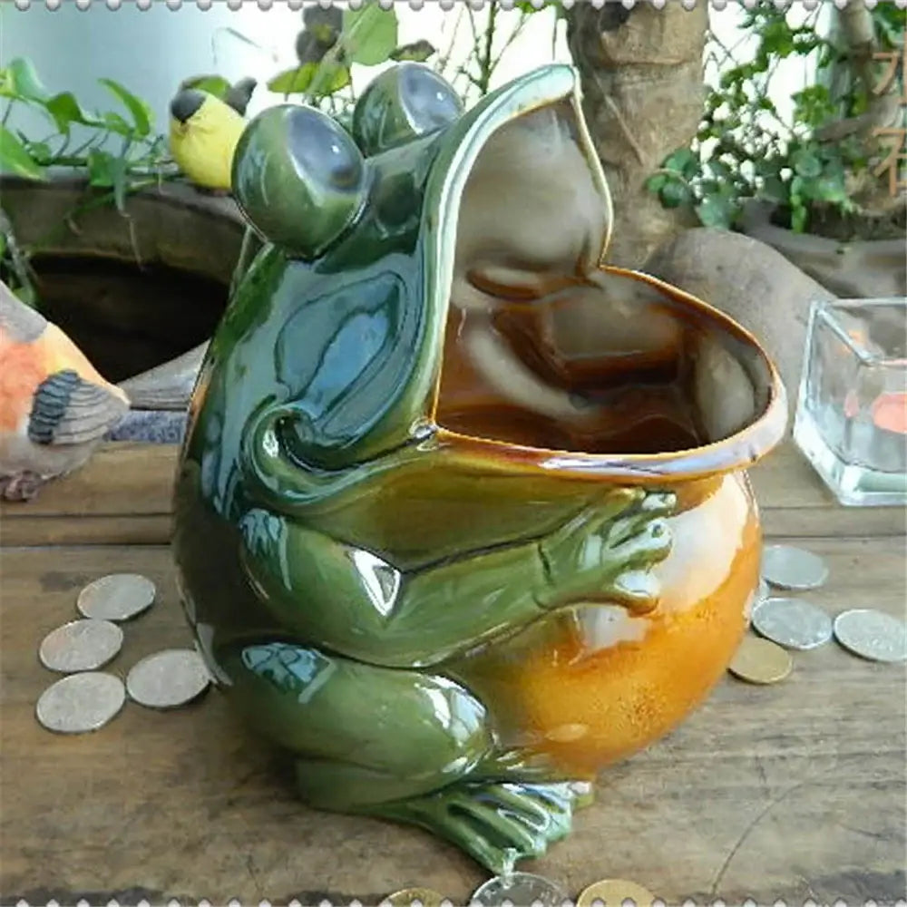 Green Ceramic Frog Box