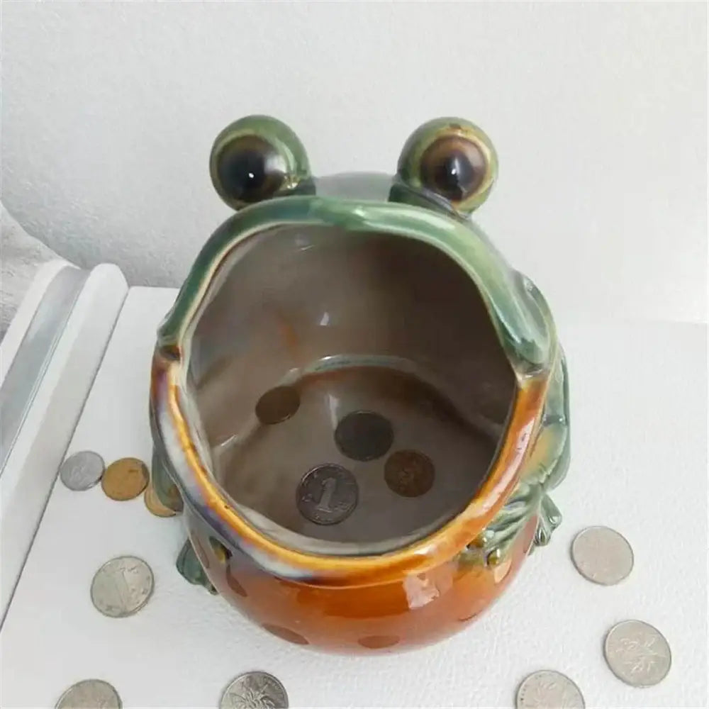 Green Ceramic Frog Box