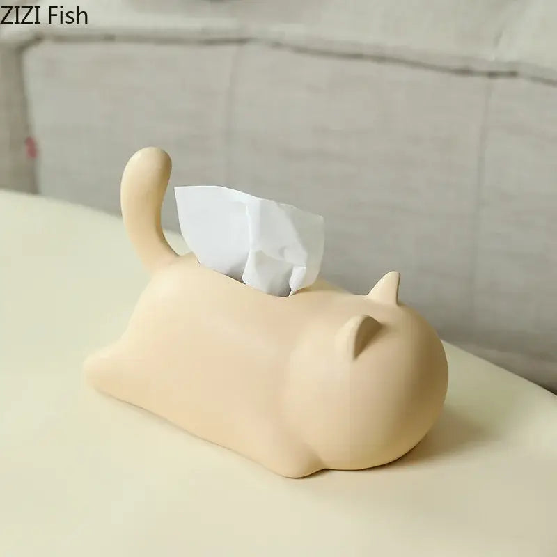 Yellow Cat Ceramic Tissue Box