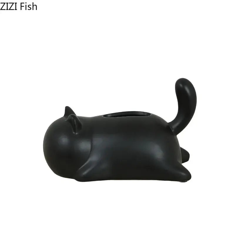 Yellow Cat Ceramic Tissue Box