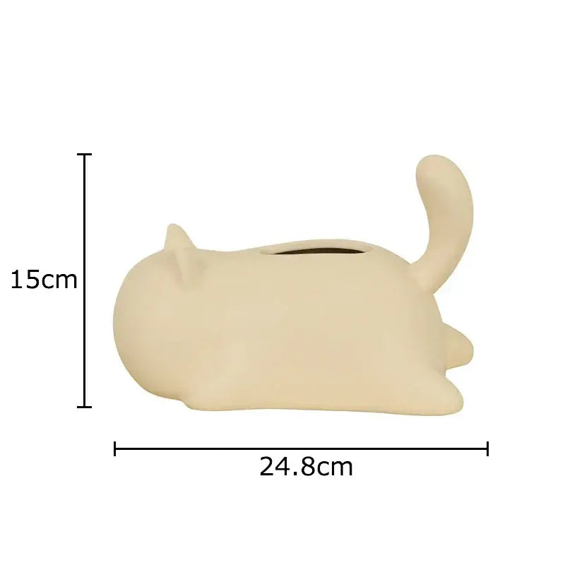 Yellow Cat Ceramic Tissue Box