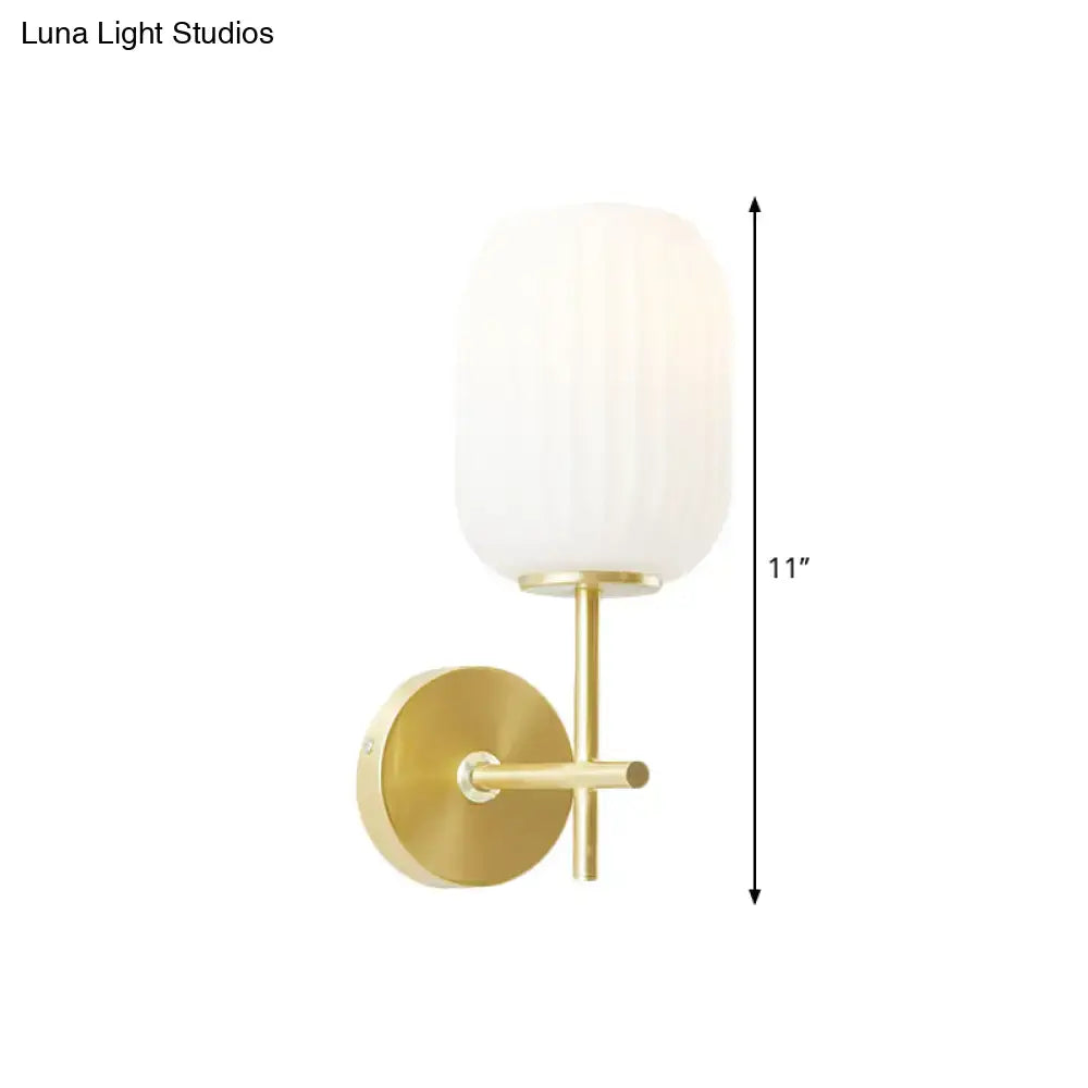 Gold Glass Cream Lantern Wall Sconce