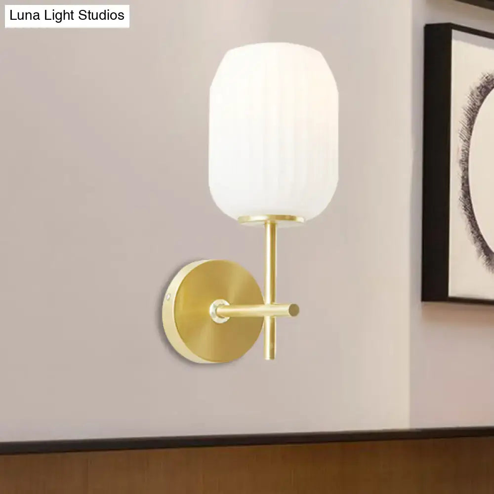 Gold Glass Cream Lantern Wall Sconce