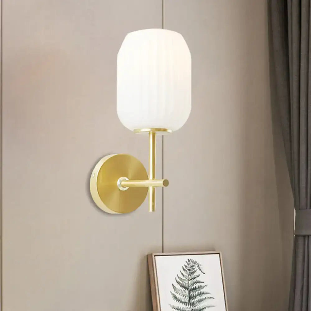 Gold Glass Cream Lantern Wall Sconce