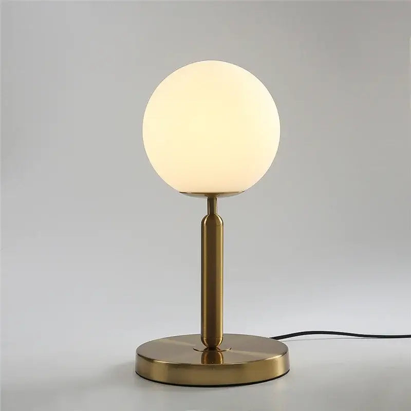 Brass Glass Table Lamp with Frosted Milk Glass