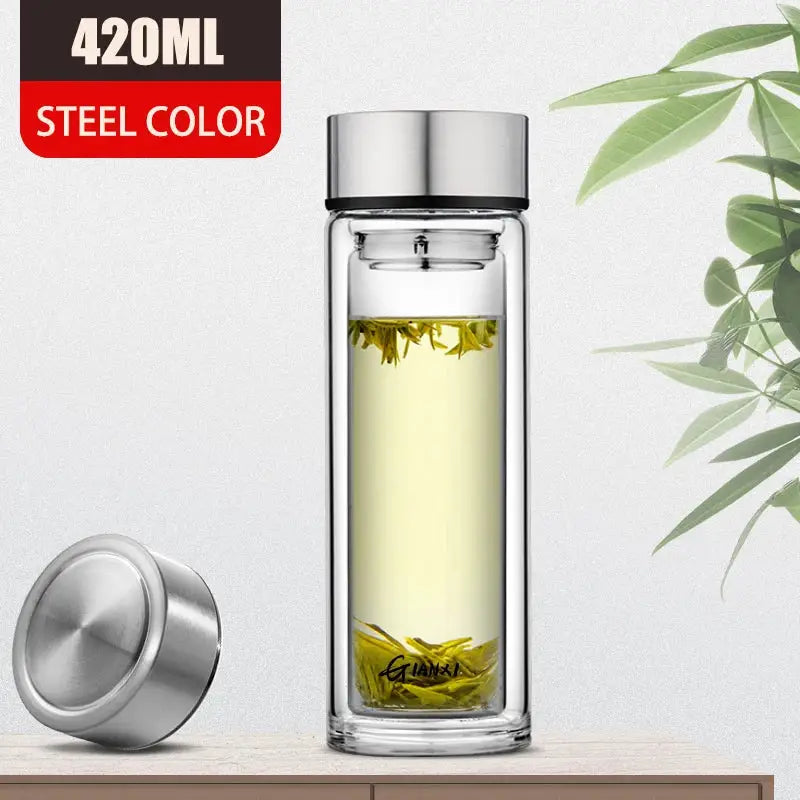 Glass Double-Walled Water Bottle