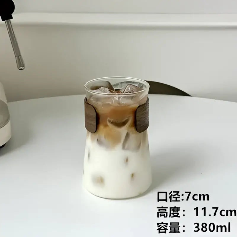 Glass Latte Tumbler Wood Band