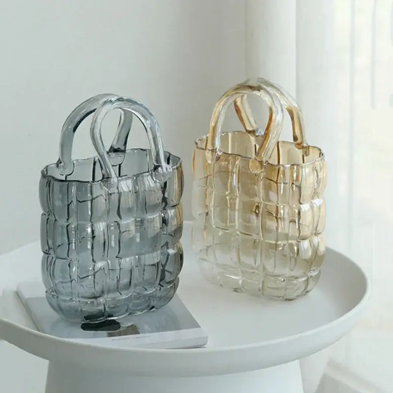 Amber Glass Handbag Vase