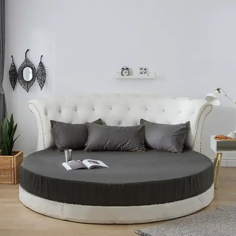 Dark Gray Round Bed Sheet