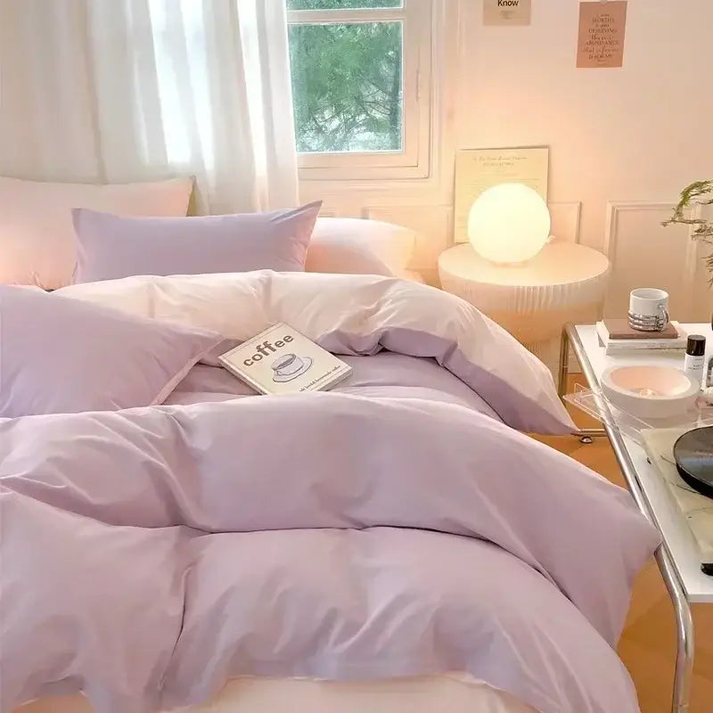 Lavender Satin Bedding Set with Duvet Cover