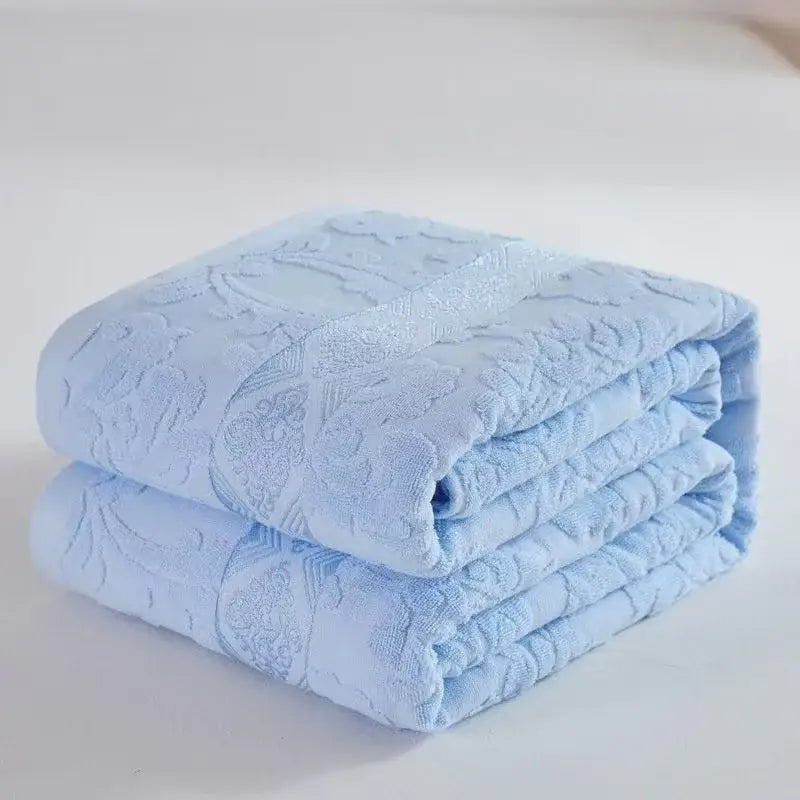 Blue Cotton Jacquard Blanket