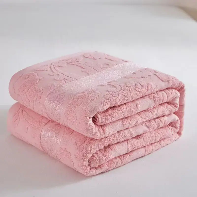 Blue Cotton Jacquard Blanket