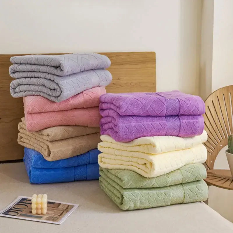 Blue Cotton Jacquard Blanket