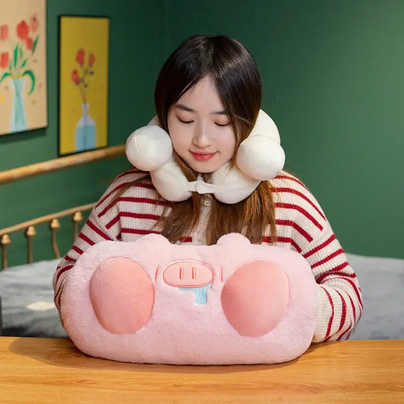 Pink Plush Pork Doll Pillow