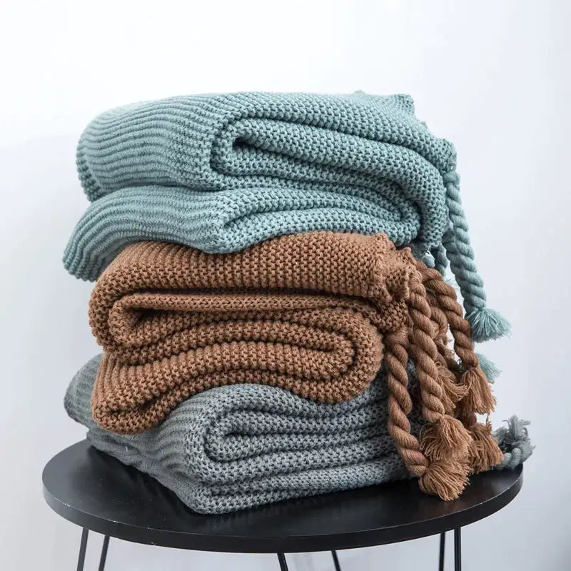Plaid Knit Throw Blanket
