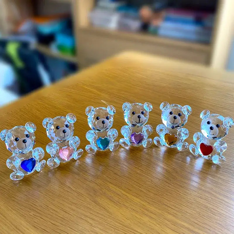 Crystal Bear Figurine Blue Heart