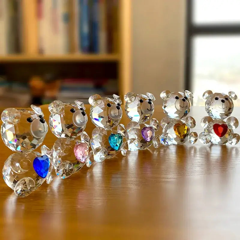 Crystal Bear Figurine Blue Heart