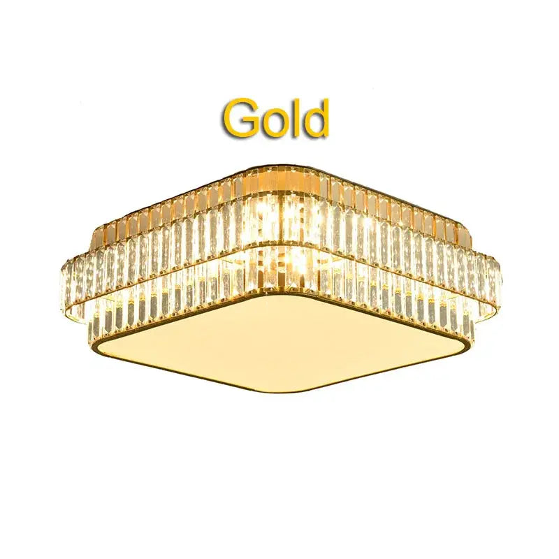 Gold Crystal Ceiling Lamp Square or Round