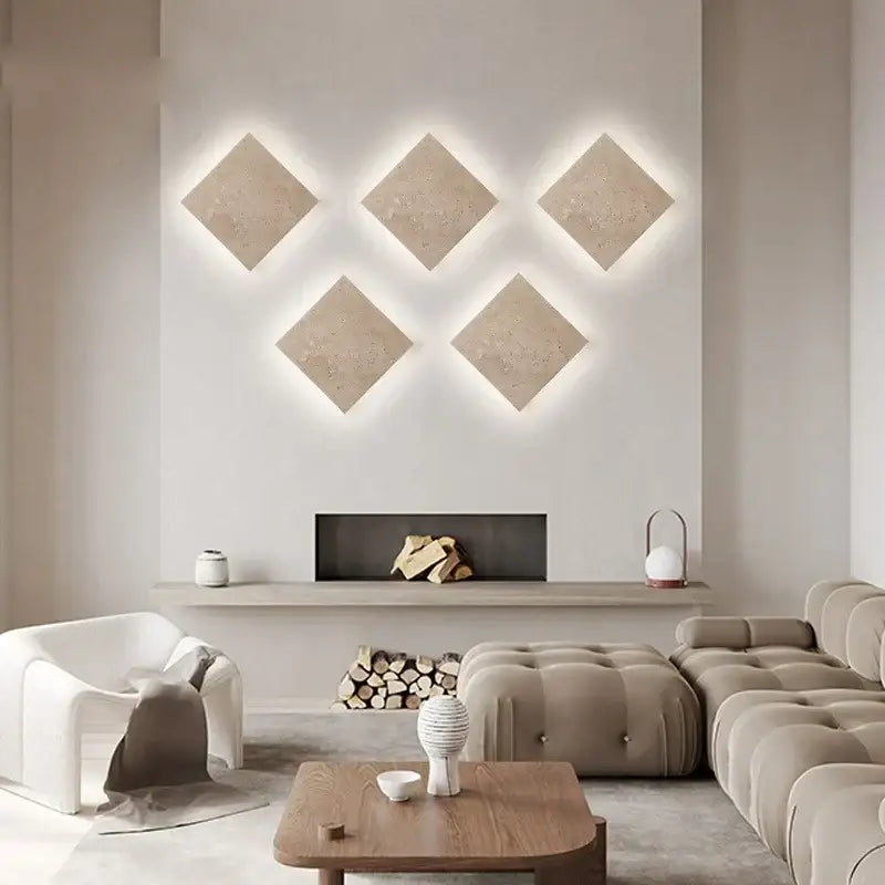 Yellow Travertine Wall Sconce Stone Material