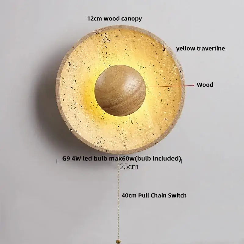 Yellow Travertine Wall Sconce Stone Material