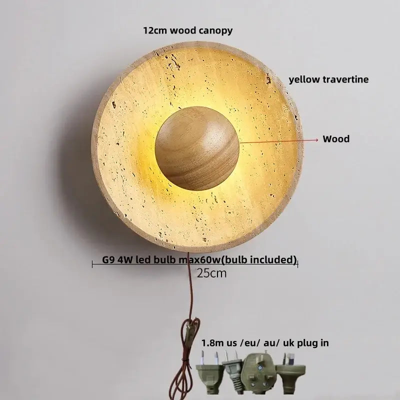 Yellow Travertine Wall Sconce Stone Material