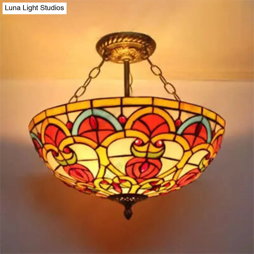 Teal Glass Ceiling Light