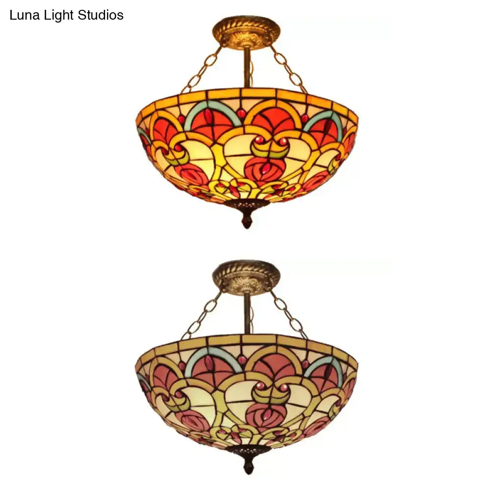 Teal Glass Ceiling Light