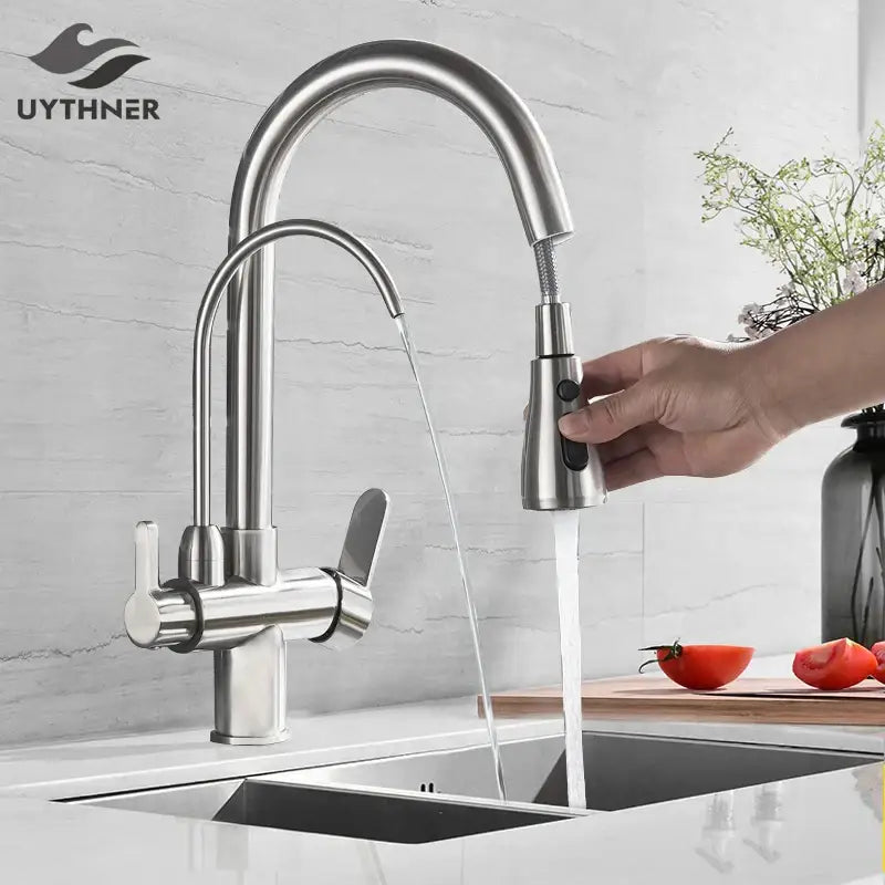 Black Arched Water Filter Faucet