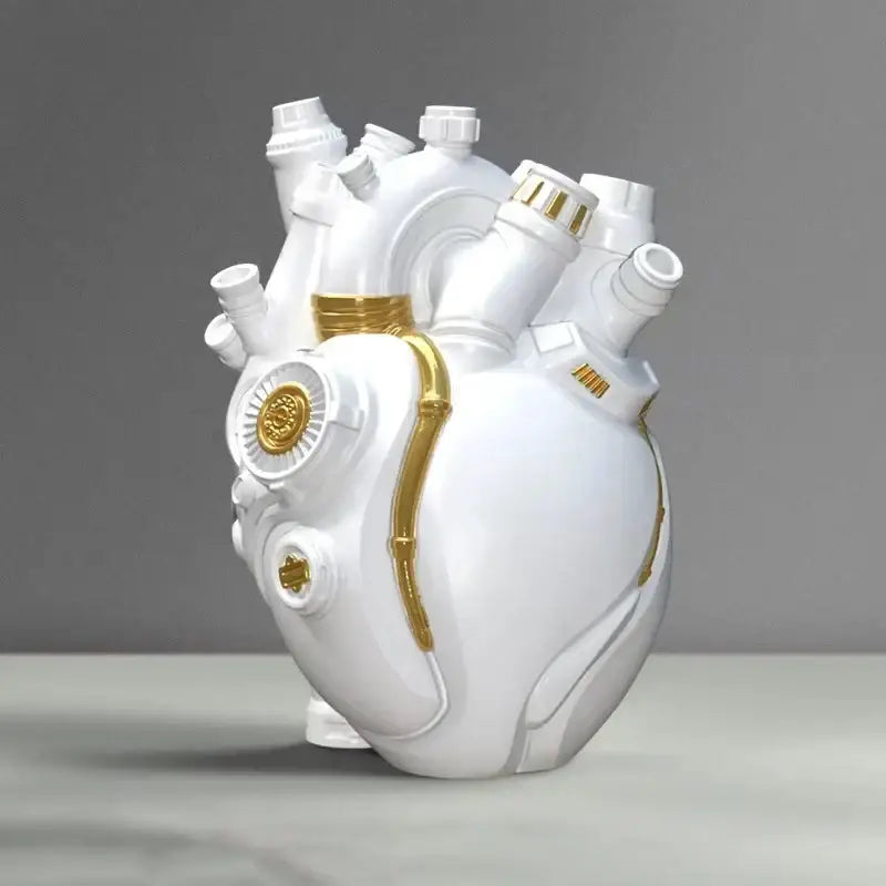 White Gold Heart Vase
