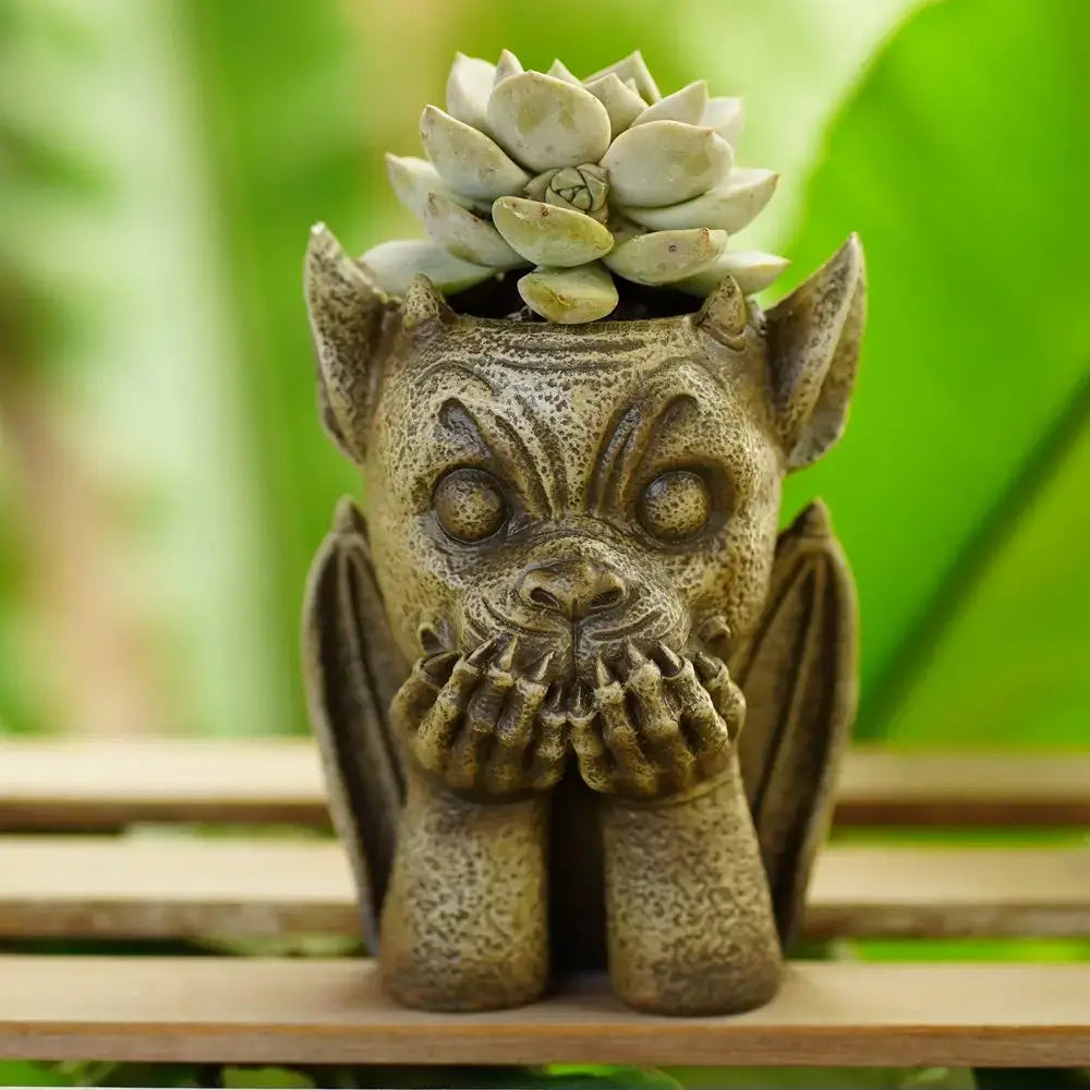 Resin Gargoyle Planter Set