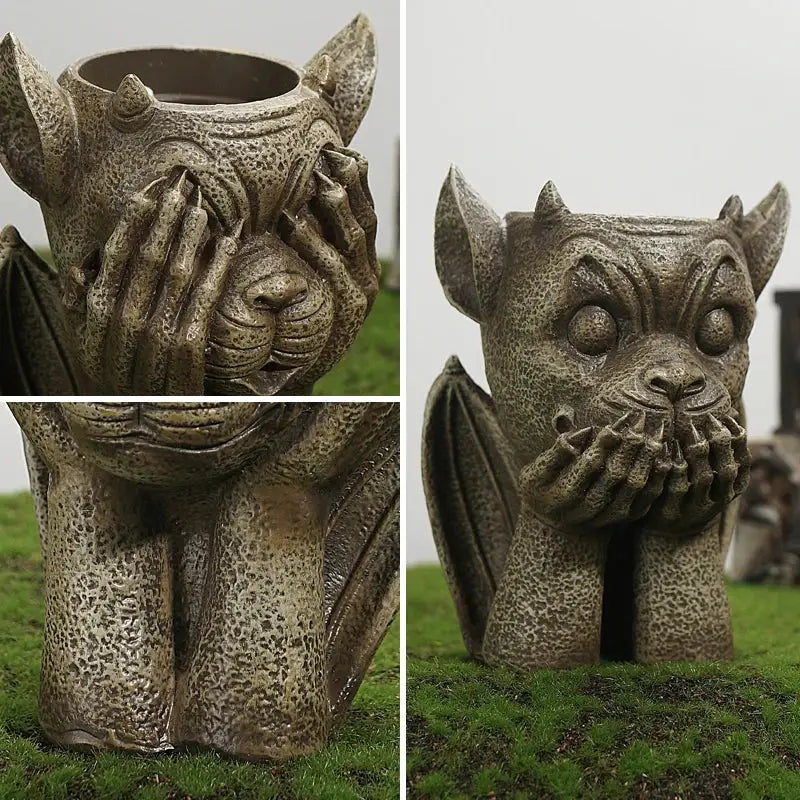 Resin Gargoyle Planter Set