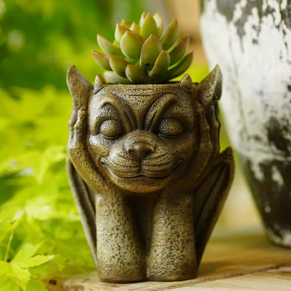 Resin Gargoyle Planter Set