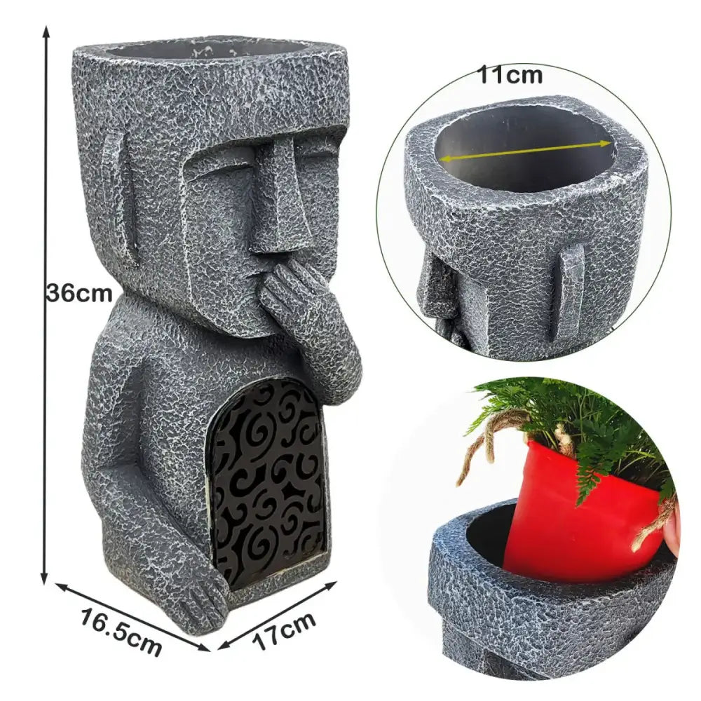 Gray Moai Planter Sculpture