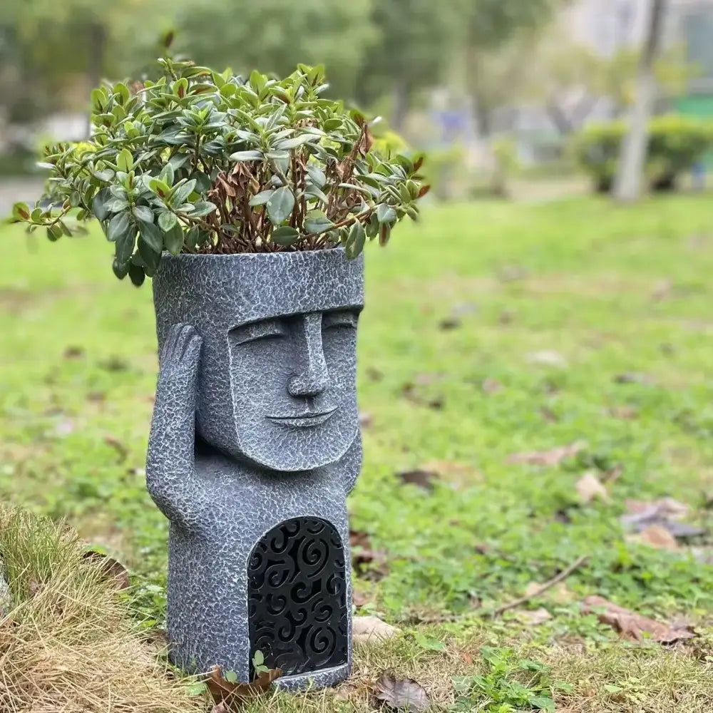 Gray Moai Planter Sculpture