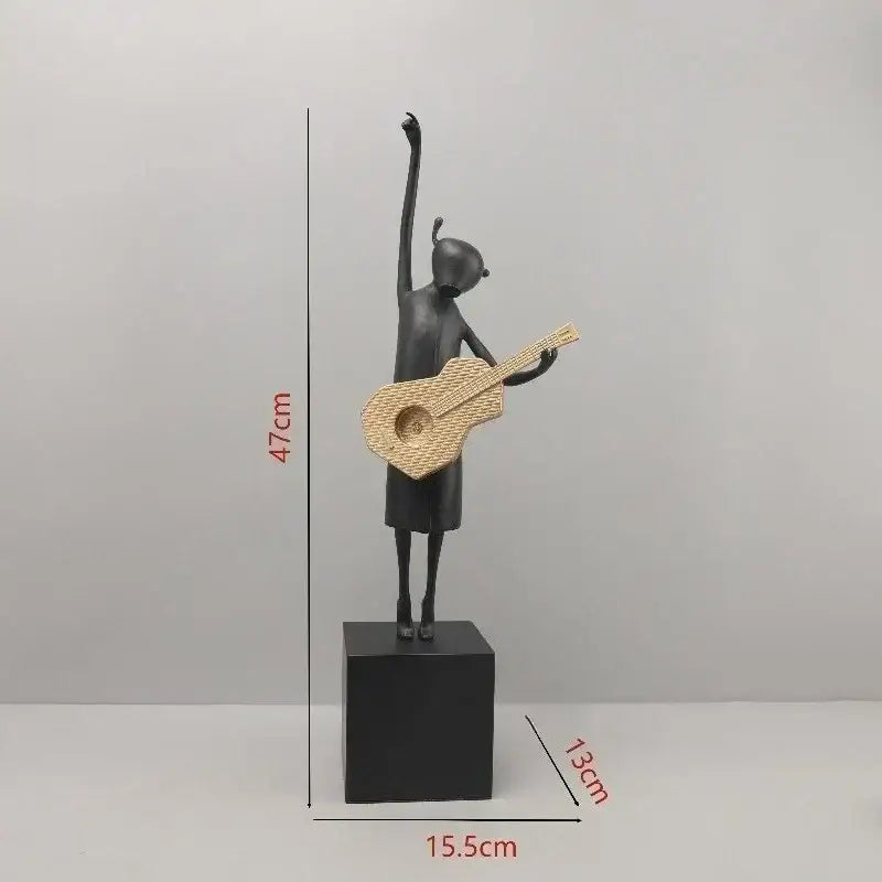 Black Gold Guitarist Sculpture
