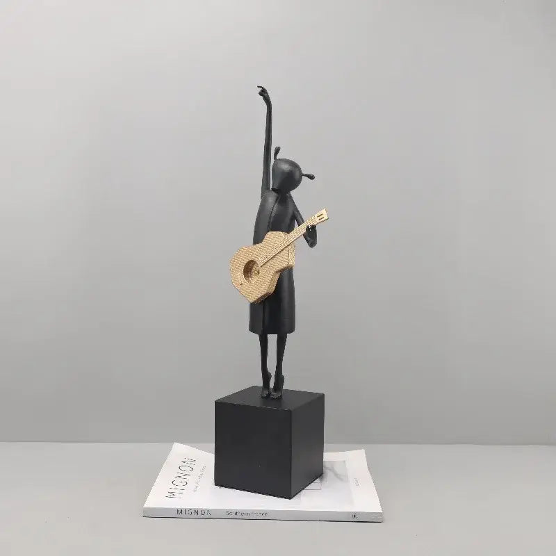 Black Gold Guitarist Sculpture