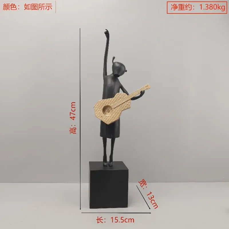 Black Gold Guitarist Sculpture