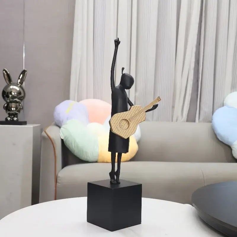 Black Gold Guitarist Sculpture