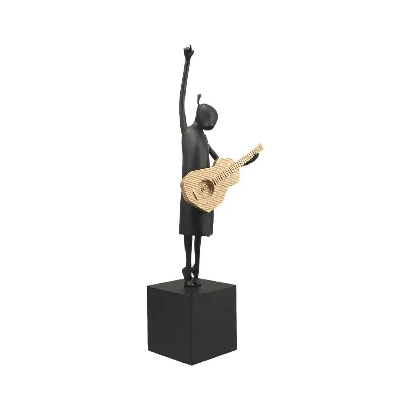 Black Gold Guitarist Sculpture