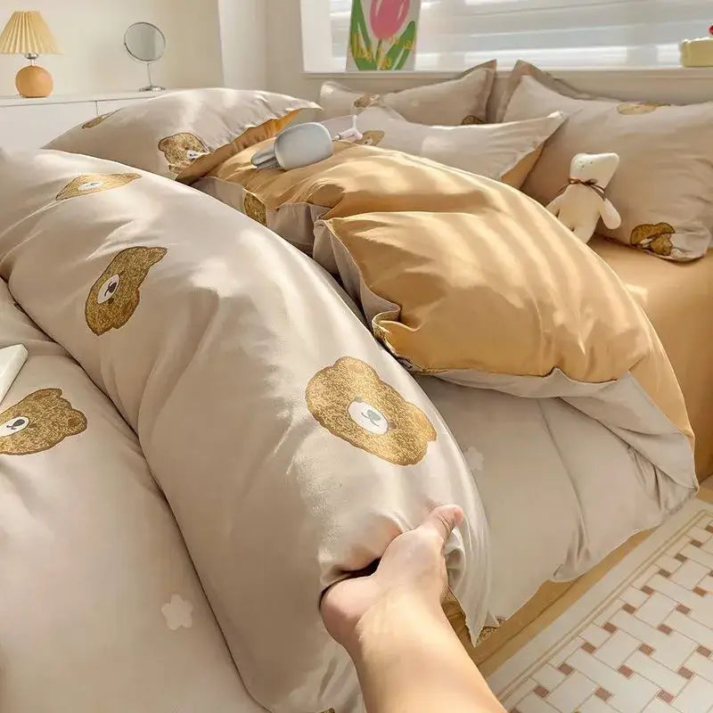 Cream Quilted Bedding Set