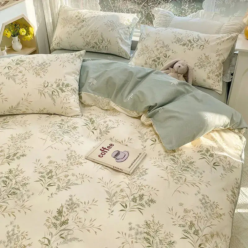 Cream Quilted Bedding Set