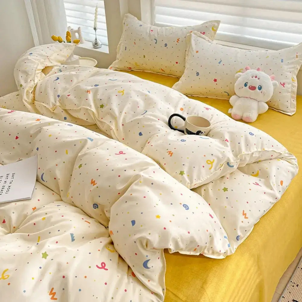 Cream Quilted Bedding Set