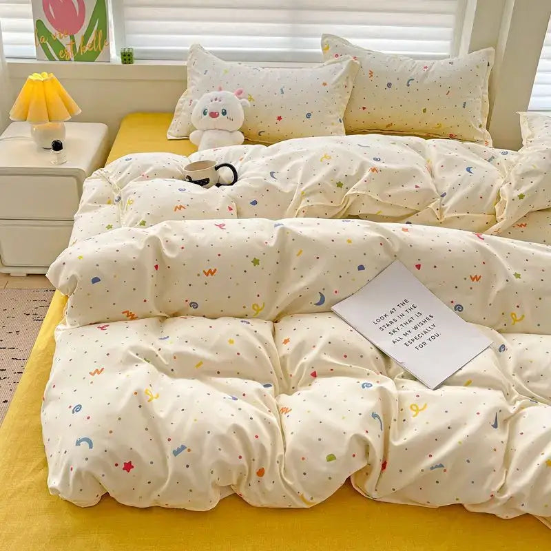 Cream Quilted Bedding Set