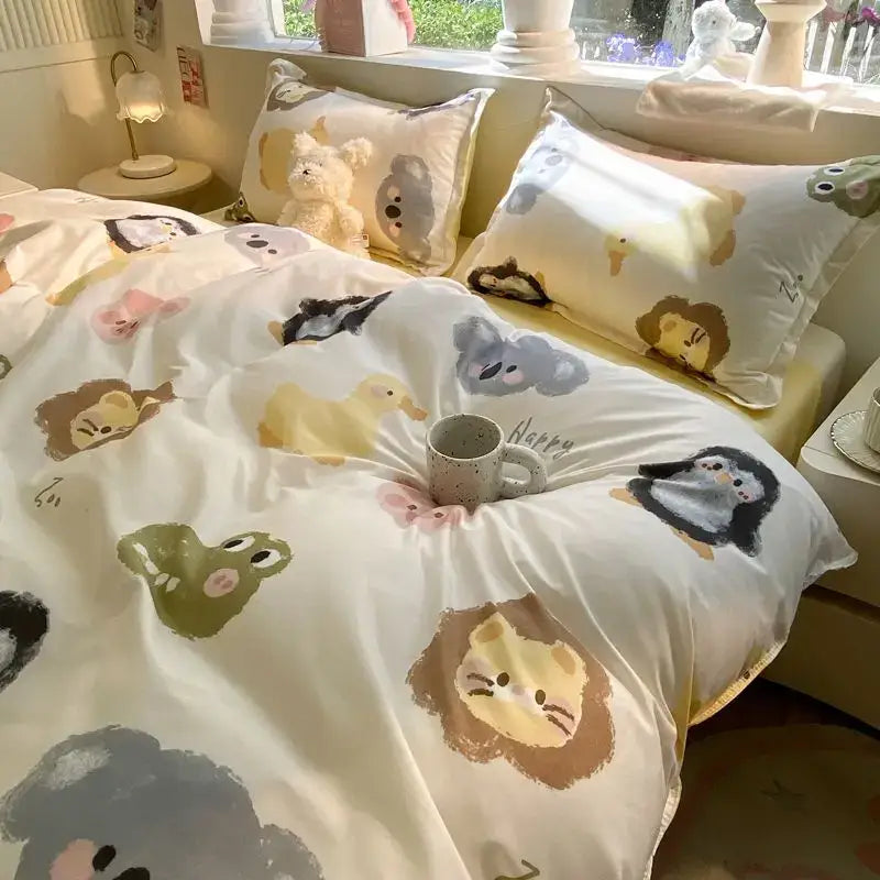 Cream Quilted Bedding Set