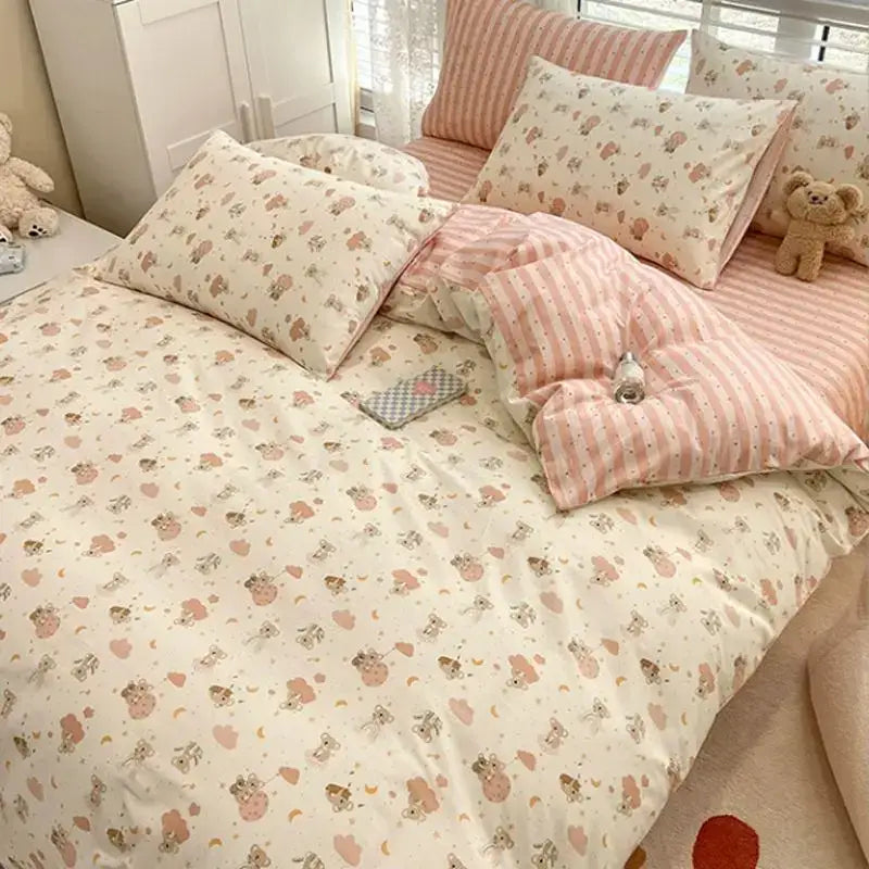 Cream Quilted Bedding Set