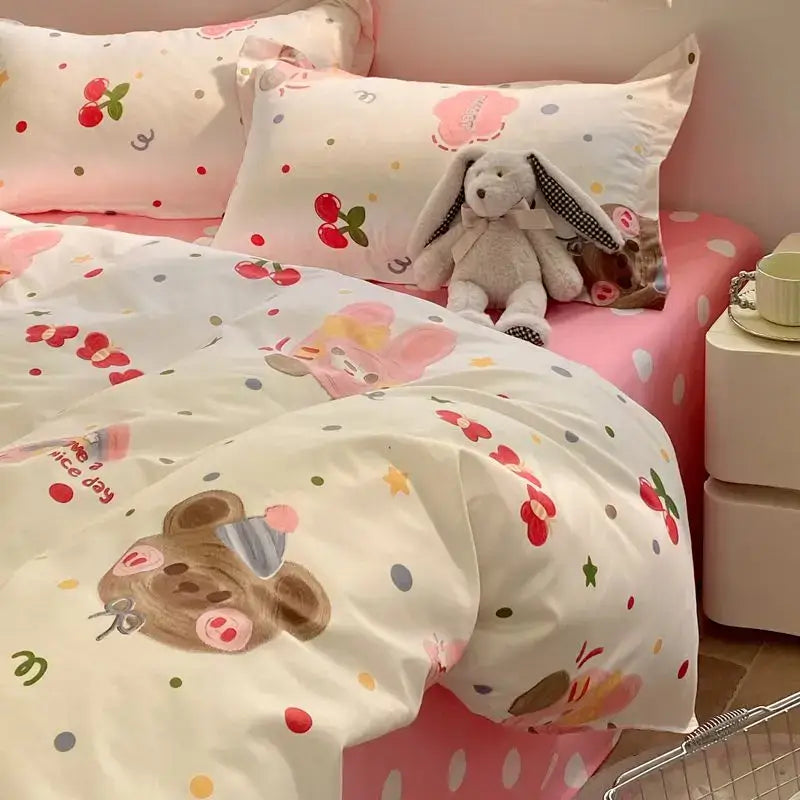 Cream Quilted Bedding Set