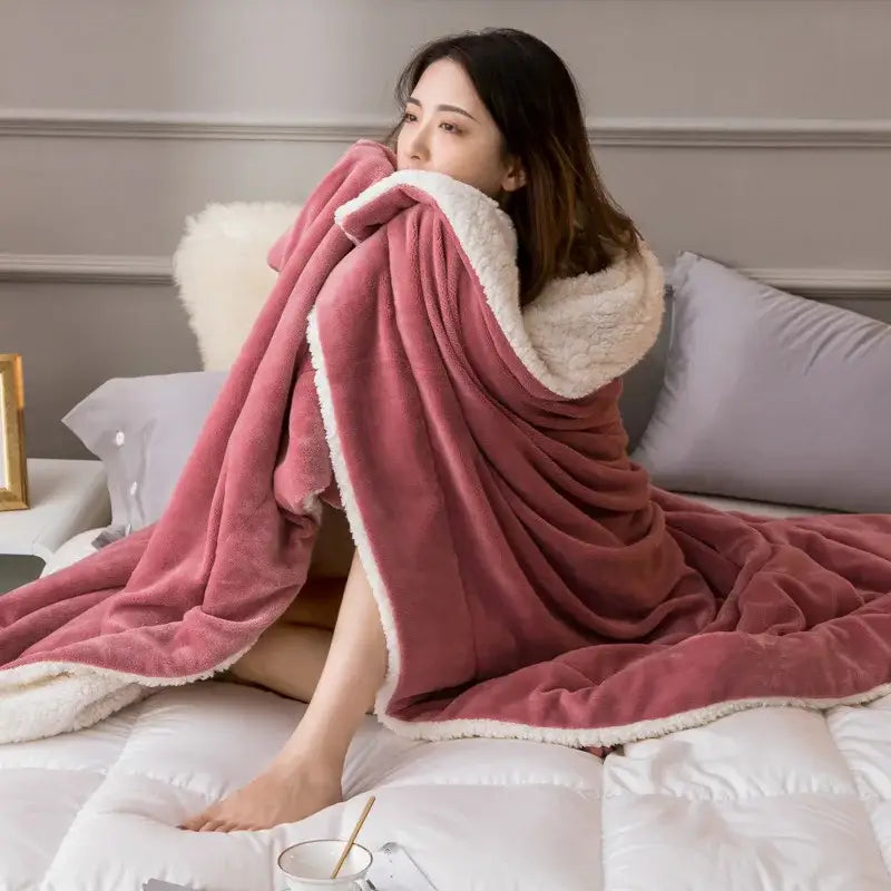 Tan Lambswool Fleece Blanket
