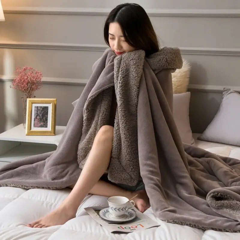 Tan Lambswool Fleece Blanket